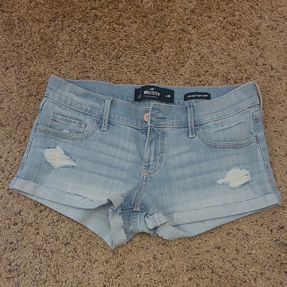 Hollister Blue Jean Shorts Distressed Cut-Off Style